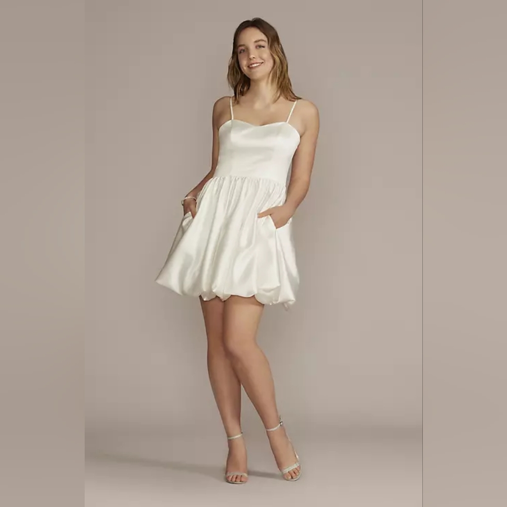 White Satin Bubble Dress